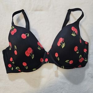 PINK Victoria's Secret Black Bra with Cherry Design